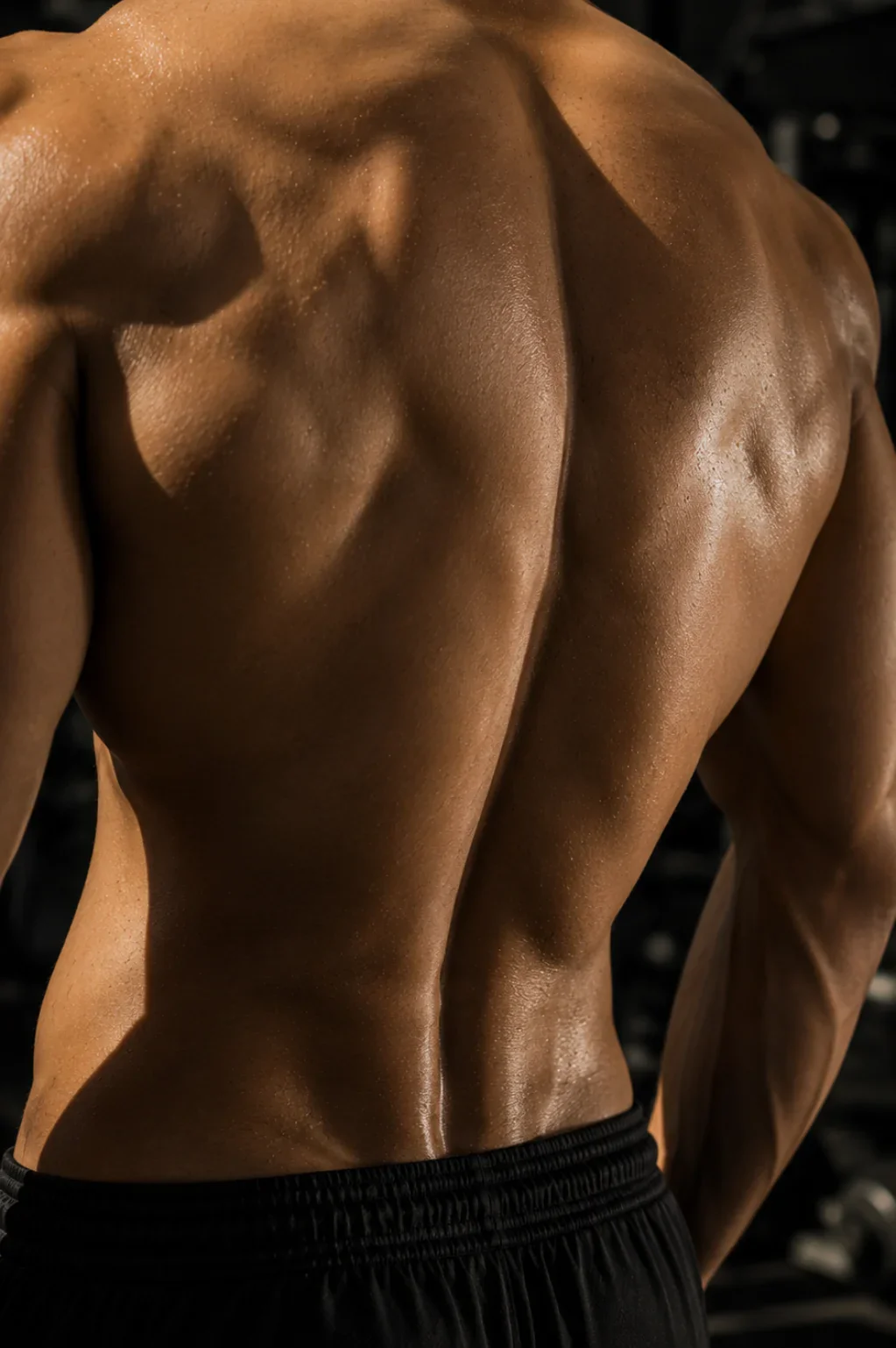 Close-up of a toned back with realistic skin detail