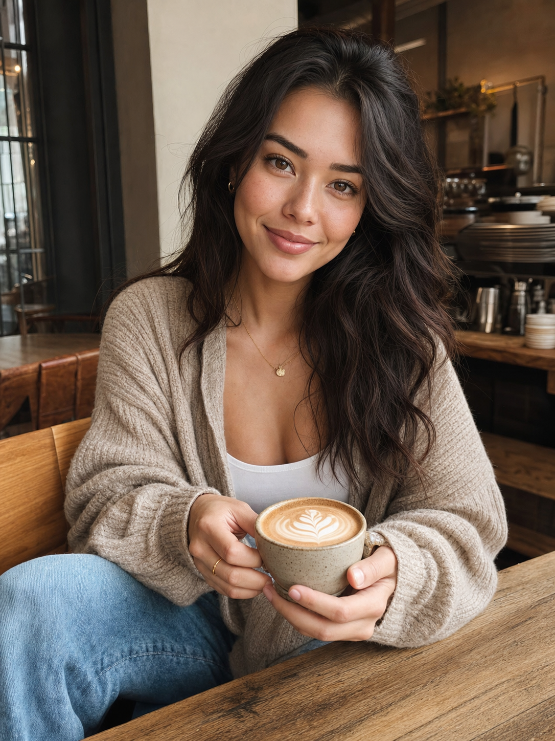 AI model at a cafe