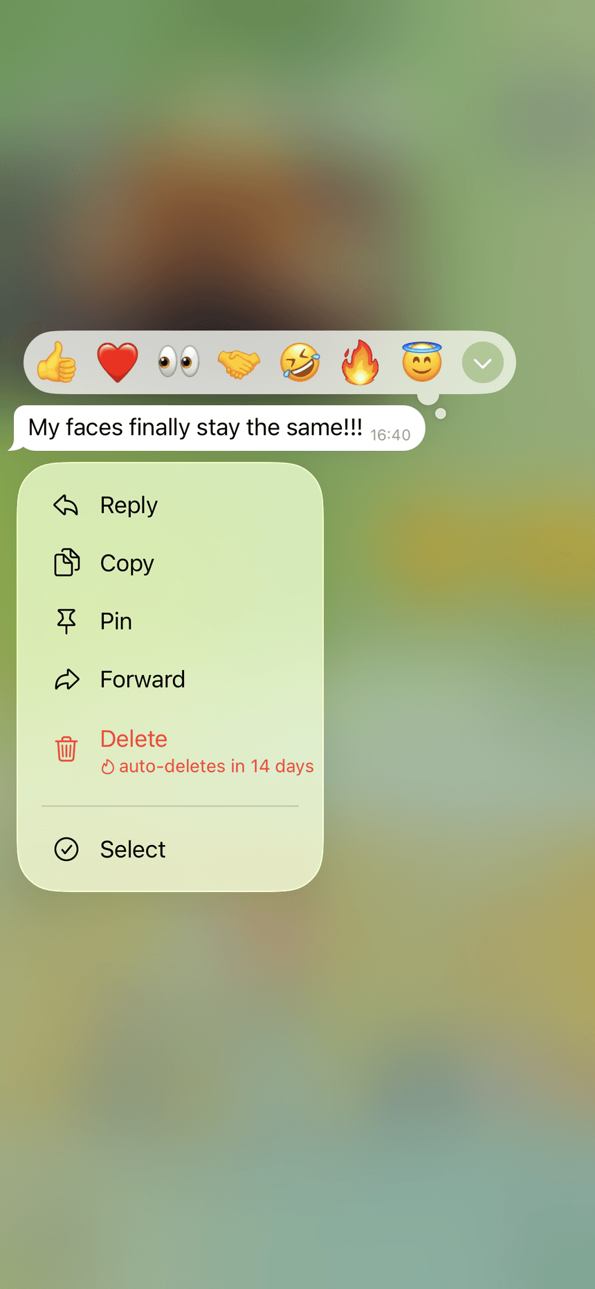 Buyer Telegram message: faces finally stay the same